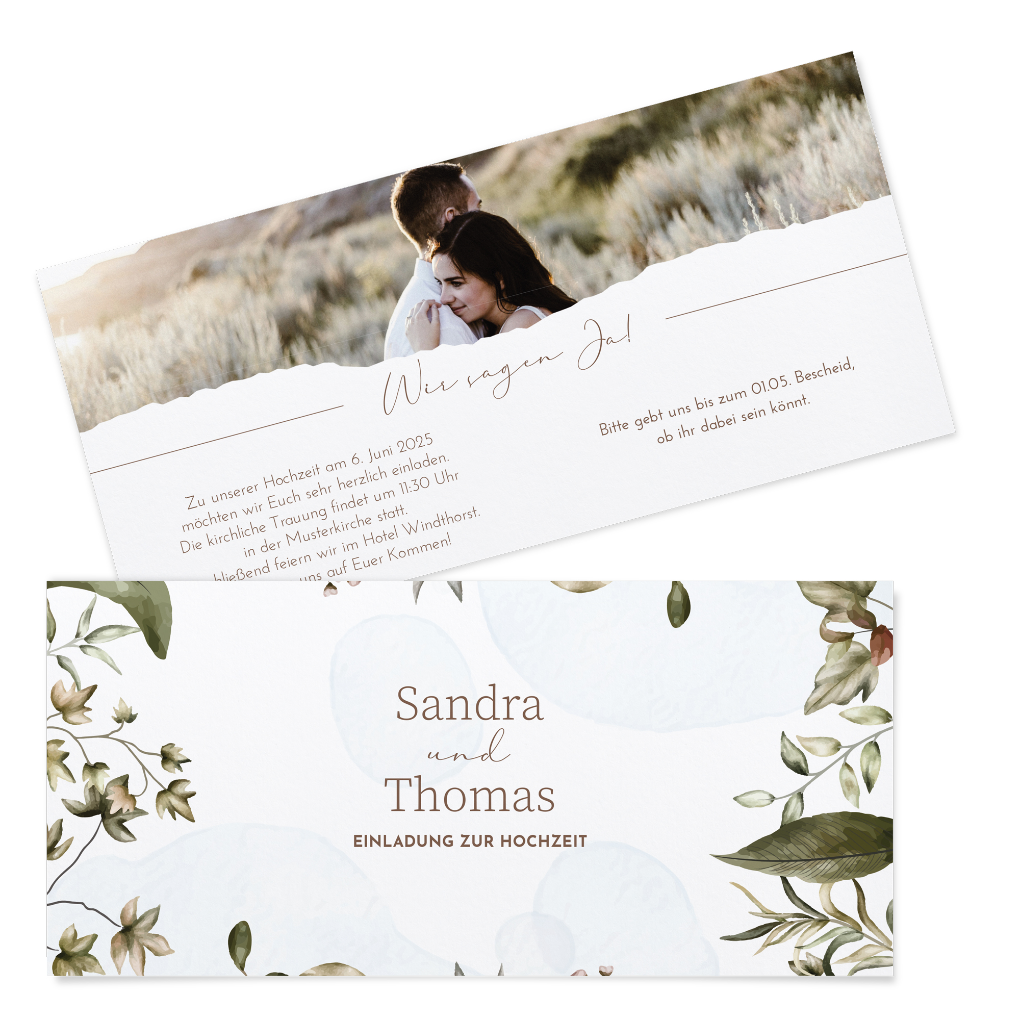 Postkarten DIN lang im Querformat 210 x 98 mm - Boho "Nature Hold"