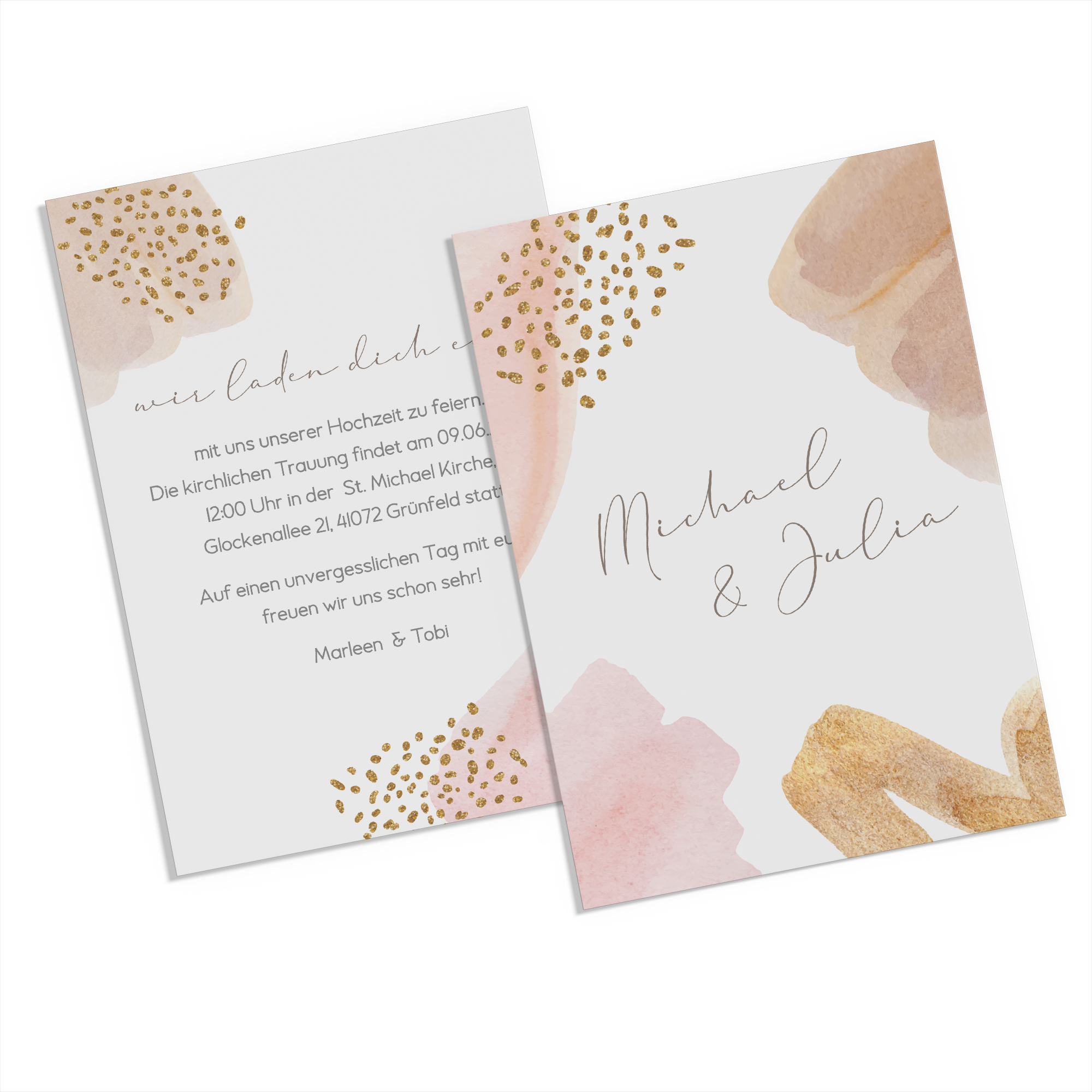 Postkarte DIN A6 im Hochformat - Aquarell "Golden Blush"