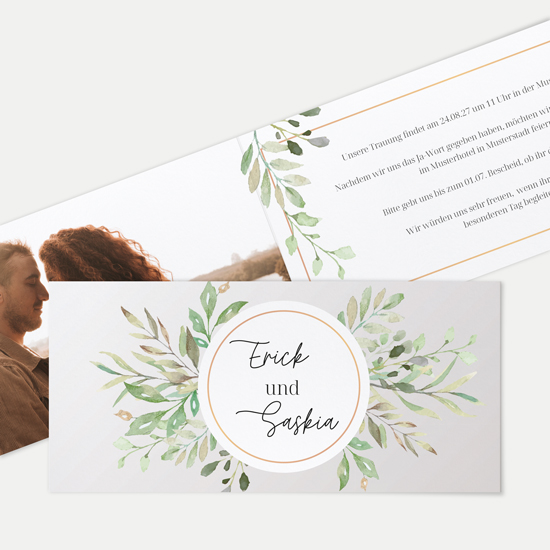 Klappkarte DIN lang im Querformat - Greenery "Calm Grove"