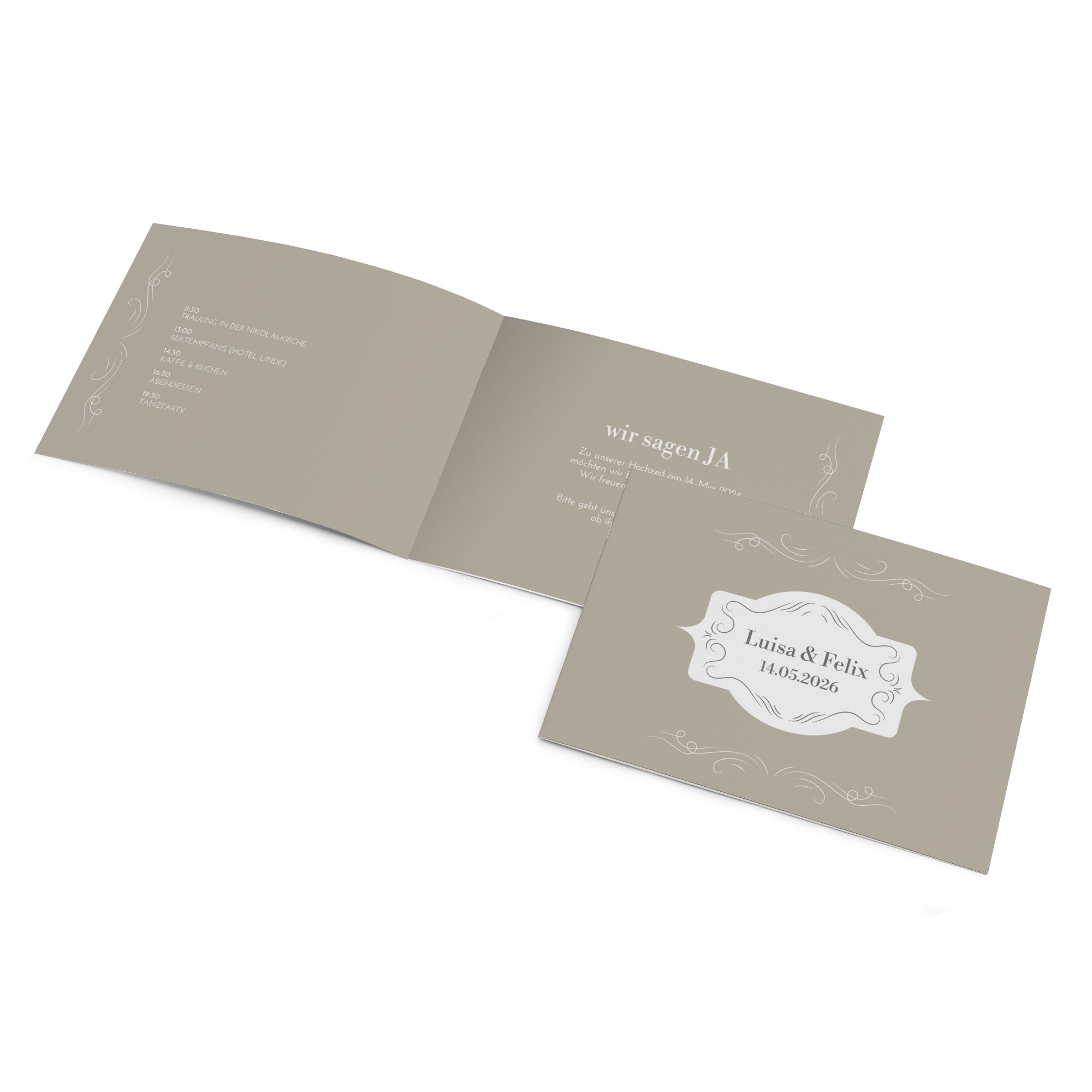 Klappkarte DIN A6 im Querformat - Vintage - "Antique Peony"