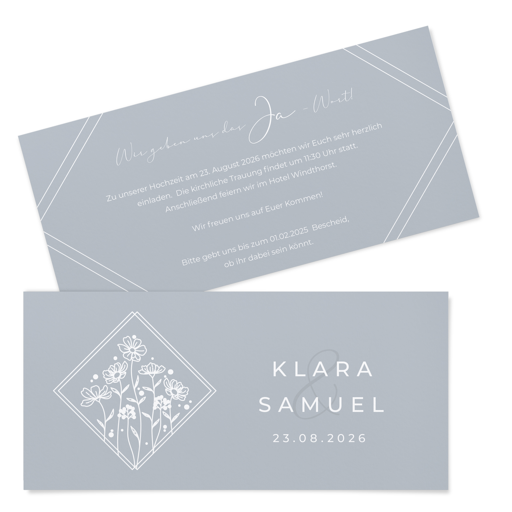 Postkarten DIN lang im Querformat 210 x 98 mm - Vintage "La Fleur Bleue"