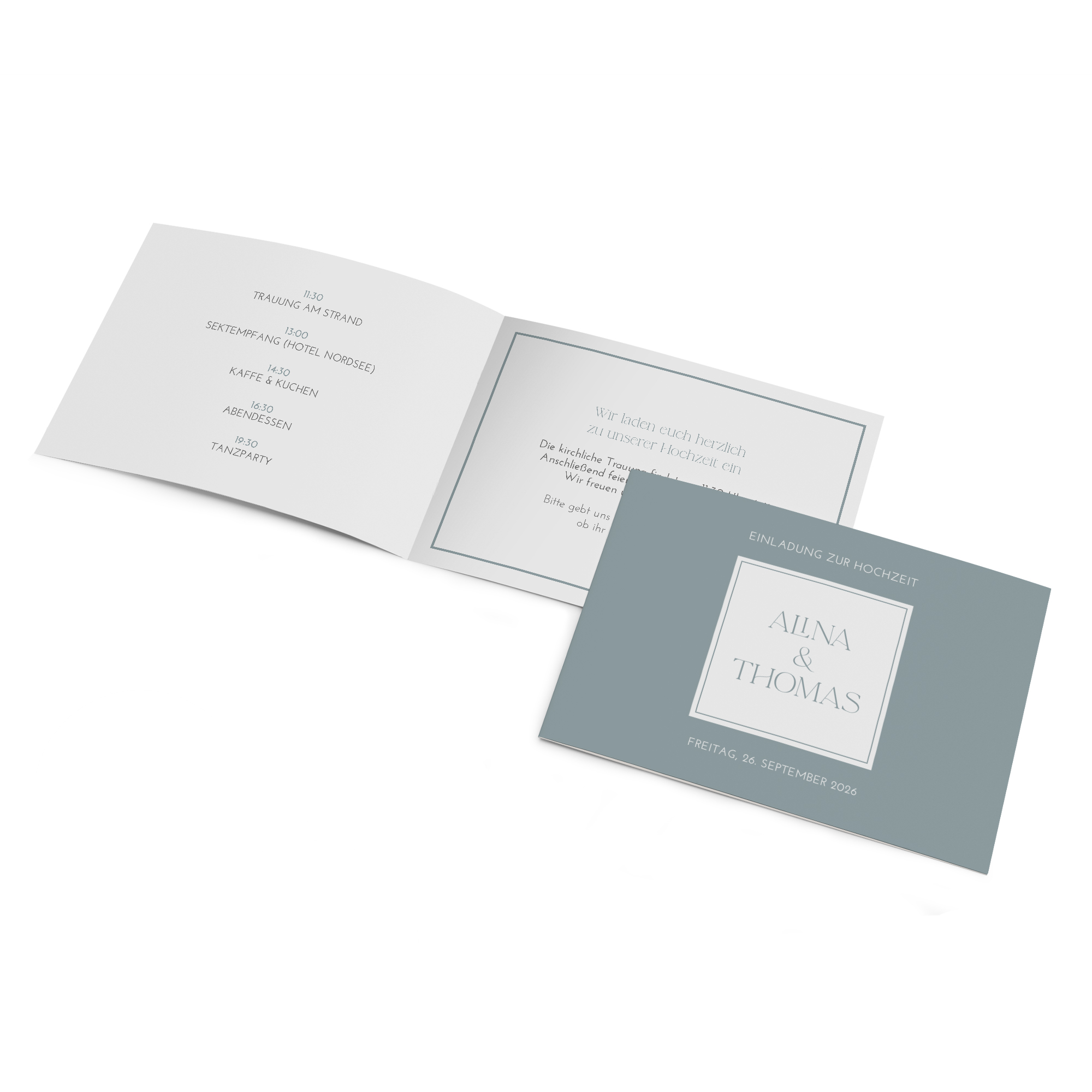 Klappkarte DIN A6 im Querformat - Minimalistisch "Nordic Shore"