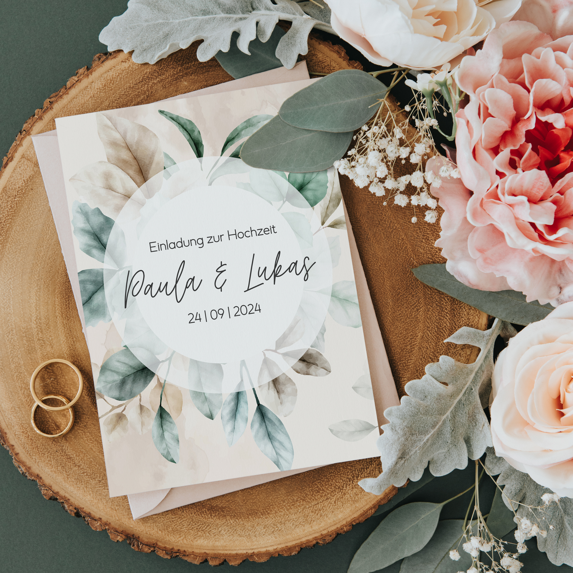 Postkarte DIN A6 im Hochformat - Aquarell "leaf & taupe"