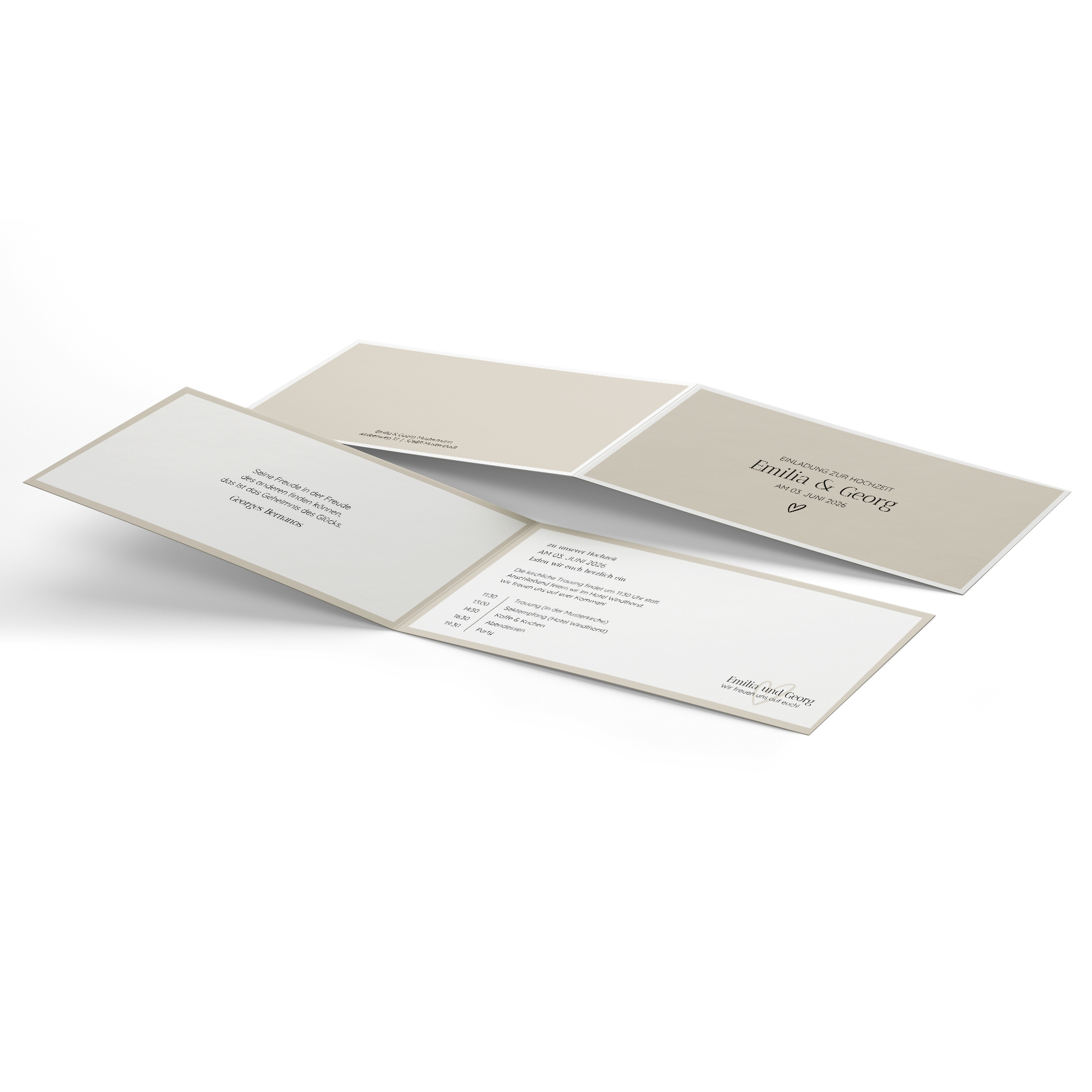 Klappkarte DIN lang im Querformat Minimalistisch - "Latte Macchiato"