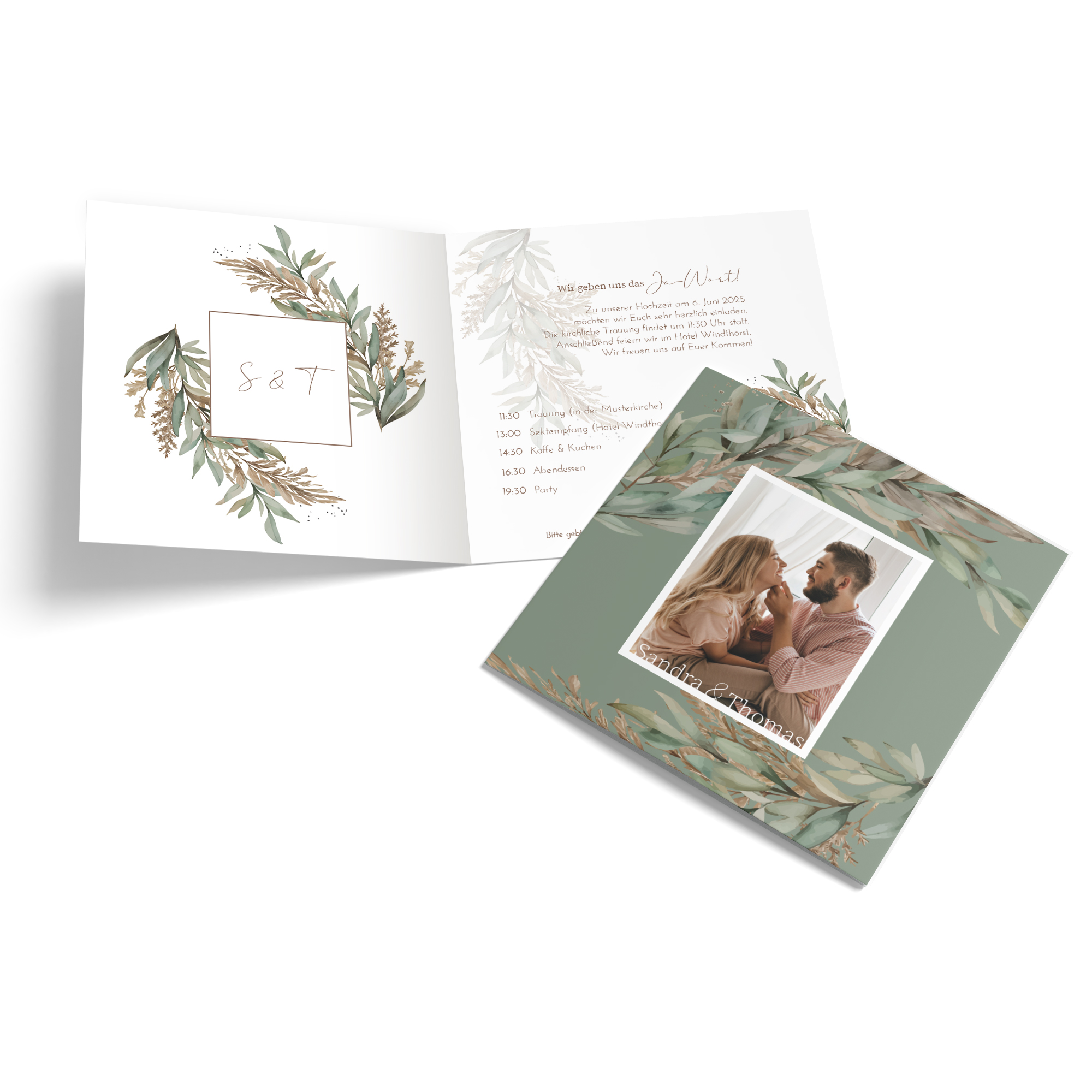 Klappkarte Quadratisch 148 x 148 mm - Boho "Rooted Together"