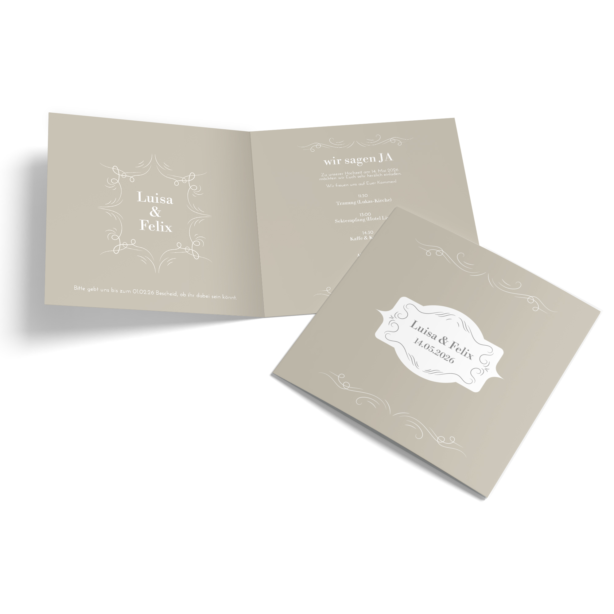 Klappkarte Quadratisch 148 x 148 mm - Vintage "Antique Peony"