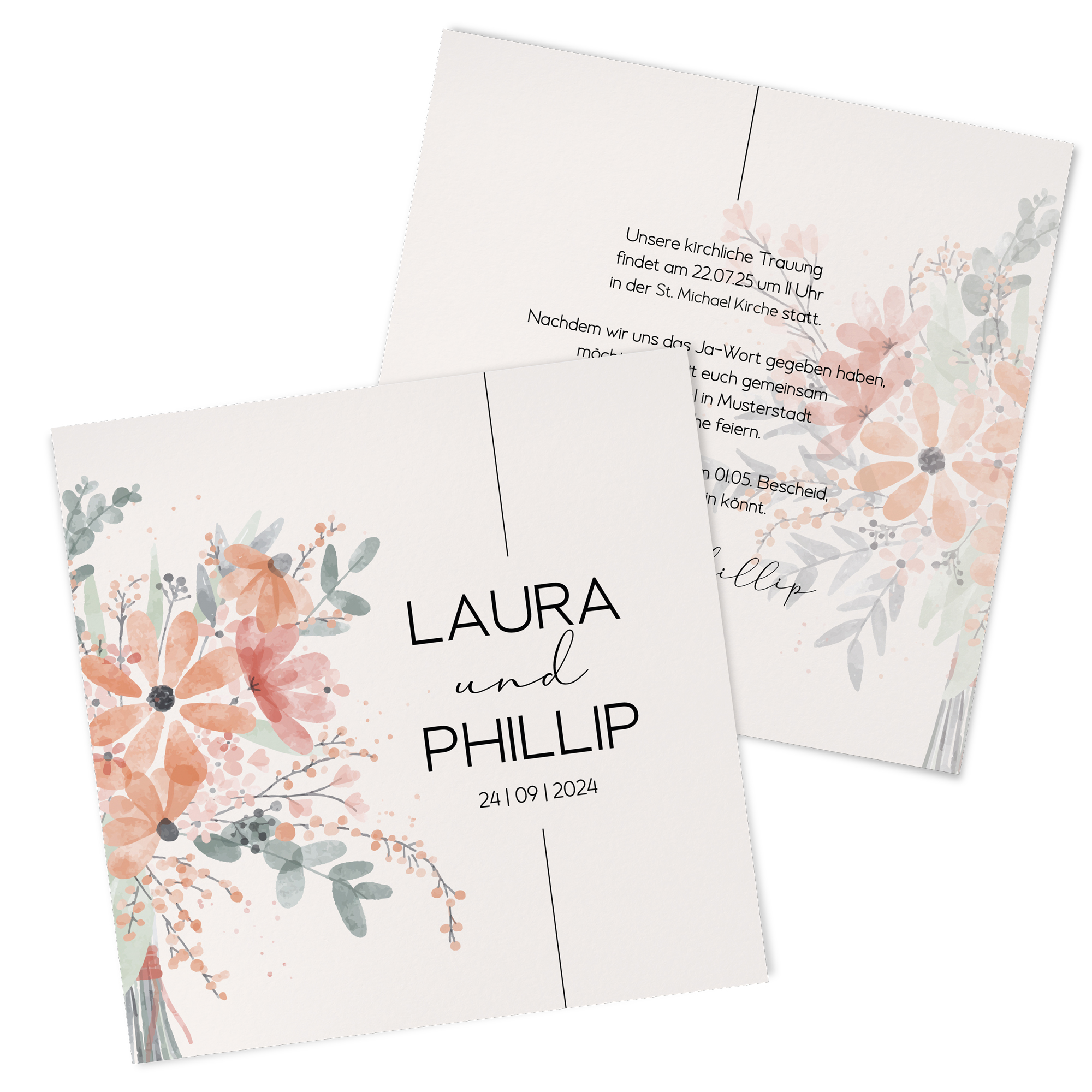 Postkarte Quadrat - Aquarell "terracotta Bloom"