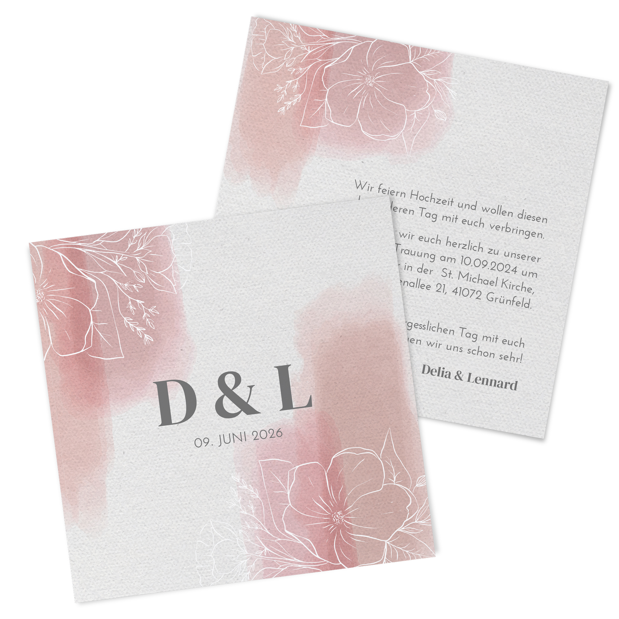 Postkarte Quadrat - Aquarell "dusty Bloom"