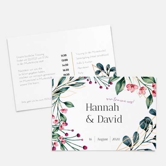 Postkarte DIN A6 im Querformat - Floral "Ivory Garden"