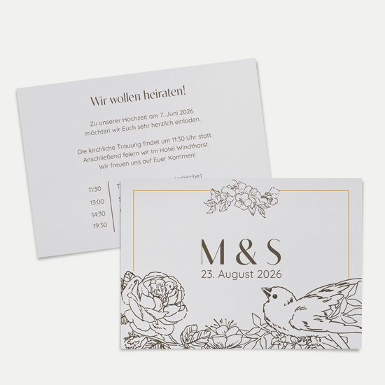 Postkarte DIN A6 im Querformat - Vintage "Petal Bird"