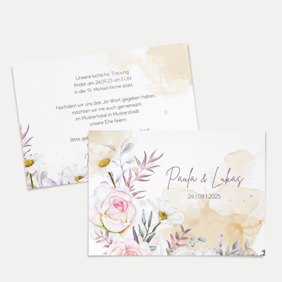 Postkarte DIN A6 im Querformat - Aquarell "lily & rose"