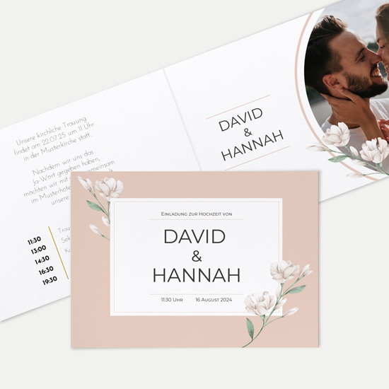 Klappkarte DIN A6 im Querformat - Floral "Neutral Florals"