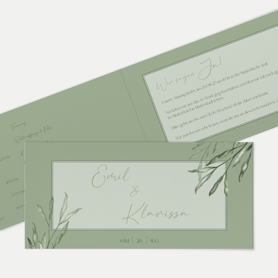 Klappkarte DIN lang im Querformat - Greenery "Natural Frame"
