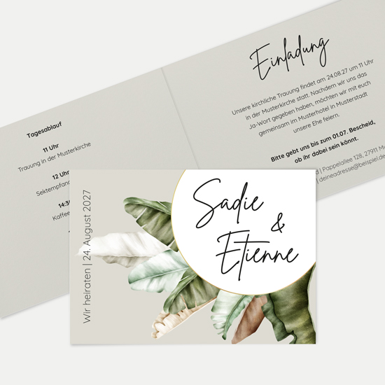 Klappkarte DIN A6 im Querformat - Greenery "Manila 02"