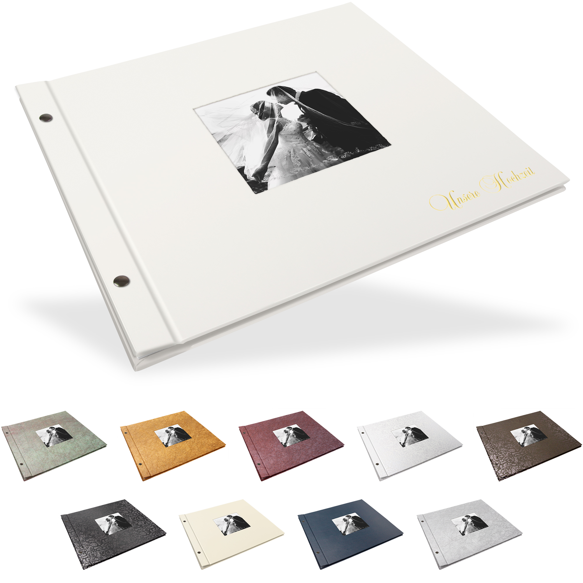 Portraitalbum Trend-Line, Format 37 x 32 cm, mit Bildausschnitt, Weiß