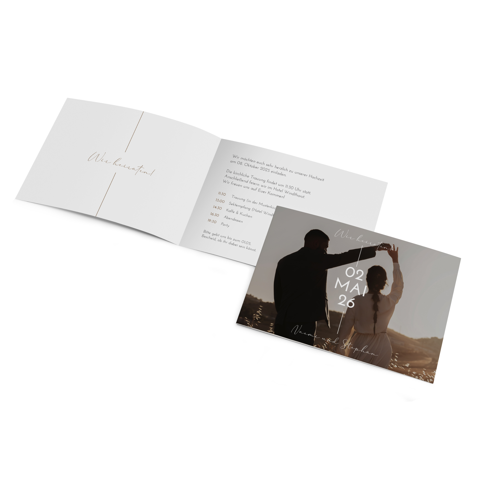 Klappkarte DIN A6 im Querformat - Minimalistisch "Still Lines"