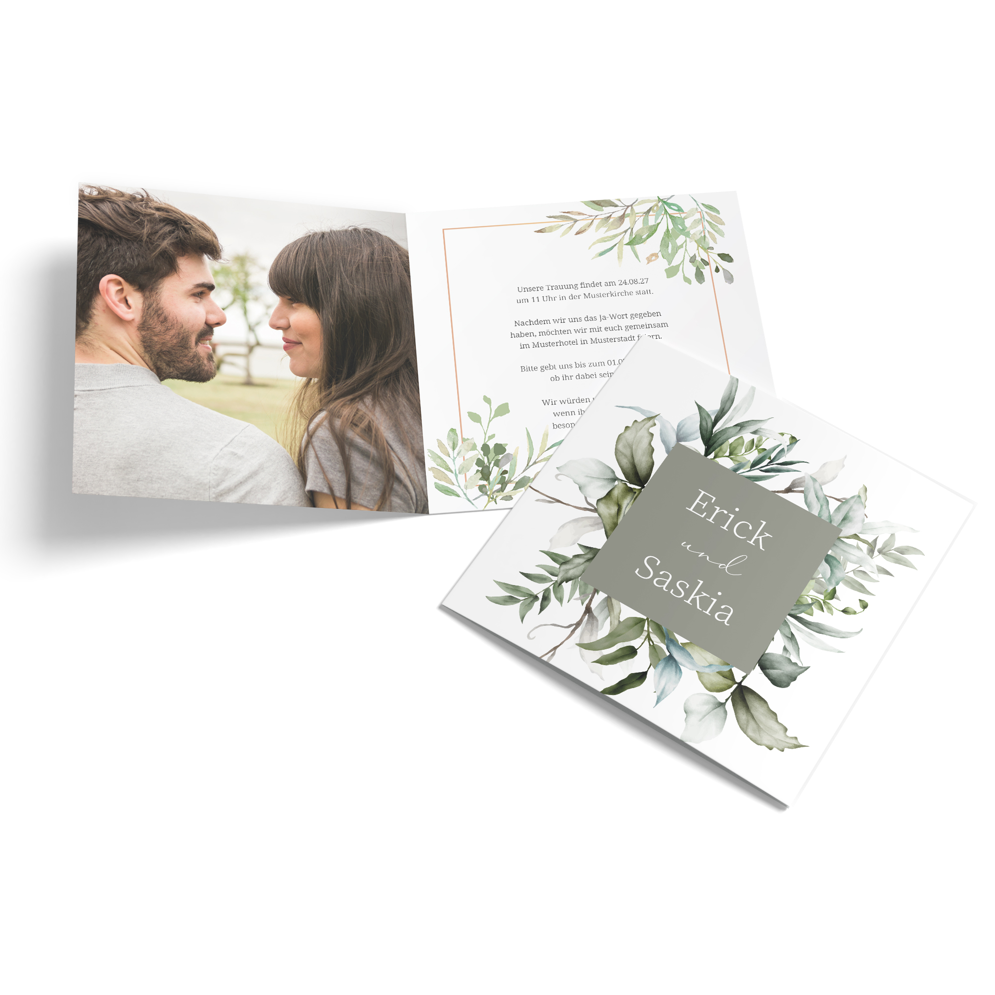 Klappkarte Quadratisch 148 x 148 mm - Greenery "Pure Greenery"