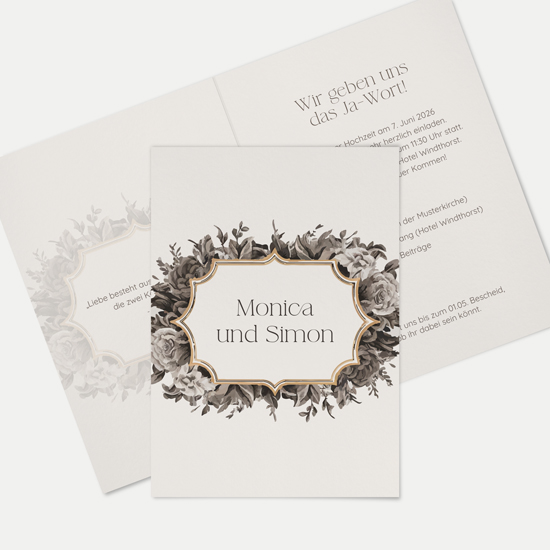 Klappkarte DIN A6 im Hochformat - Vintage - "Baroque Frame"