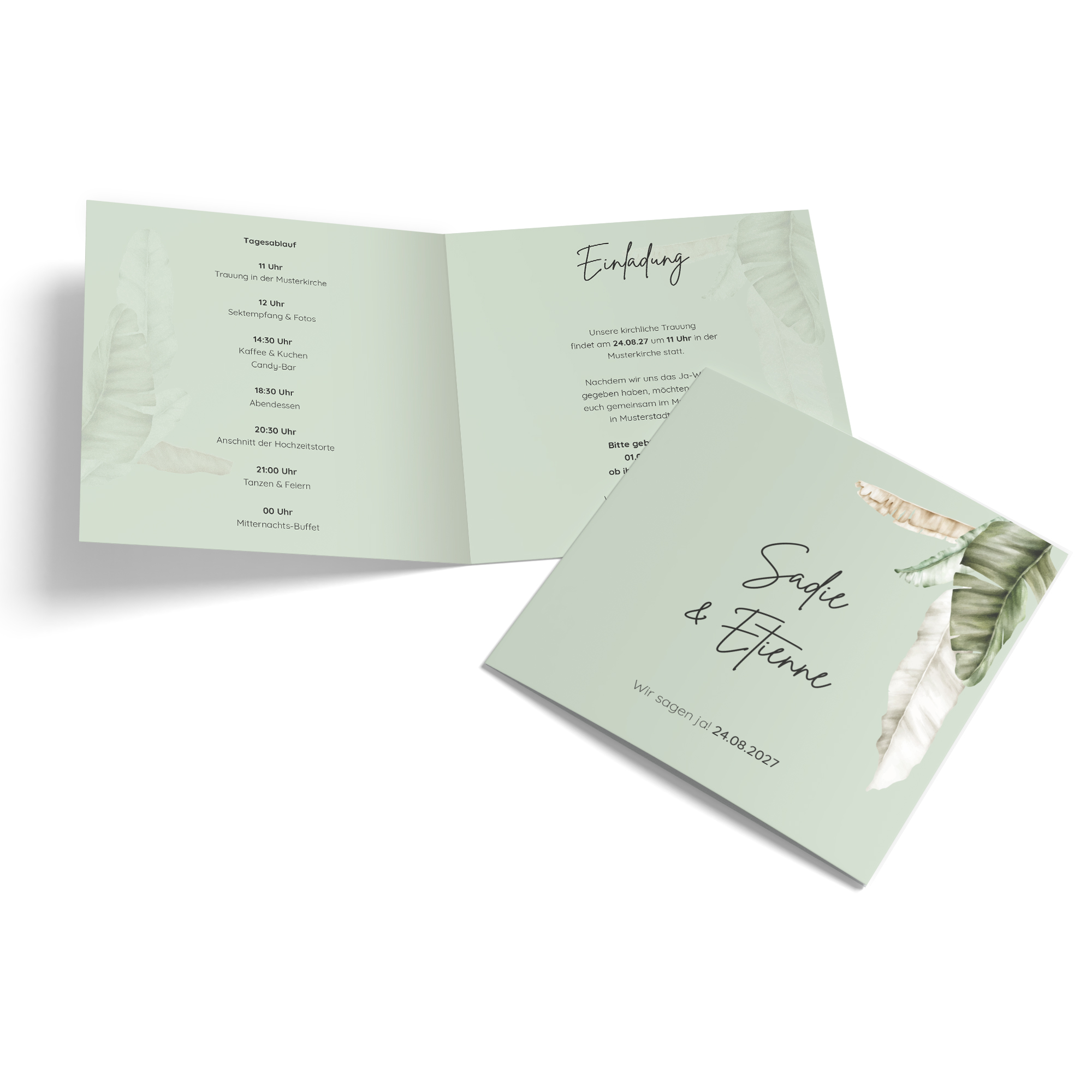 Klappkarte Quadratisch 148 x 148 mm - Greenery "Manila 02"