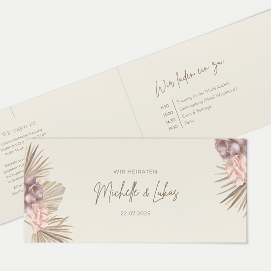 Klappkarte DIN lang im Querformat - Boho "Boho Minimal"