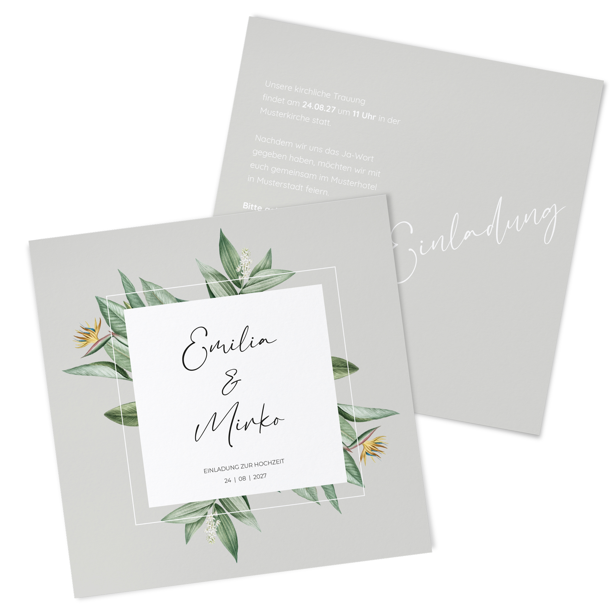 Postkarte Quadrat 148 x 148 mm - Greenery "Tropical Frame"