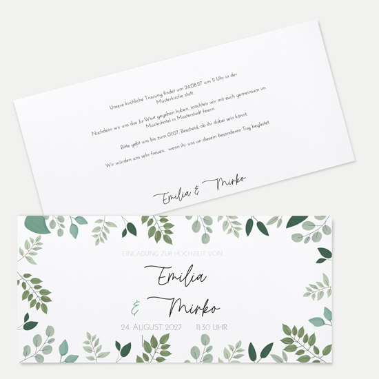 Postkarten DIN lang im Querformat 210 x 98 mm - Greenery "Green & Simple"