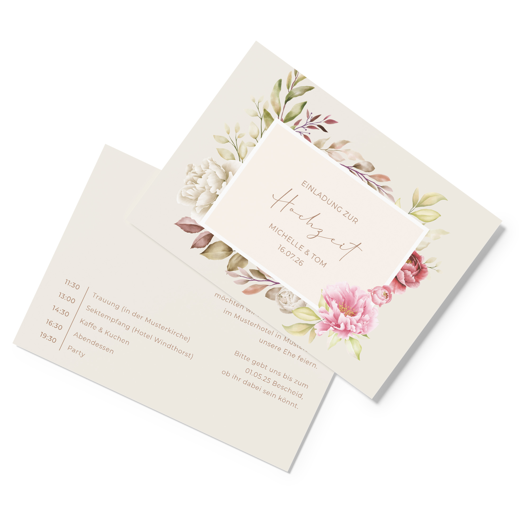 Postkarte DIN A6 im Querformat - Floral "Peony Bloom"