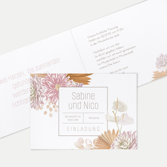 Klappkarte DIN A6 im Querformat - Floral "Terracotta Blossom"