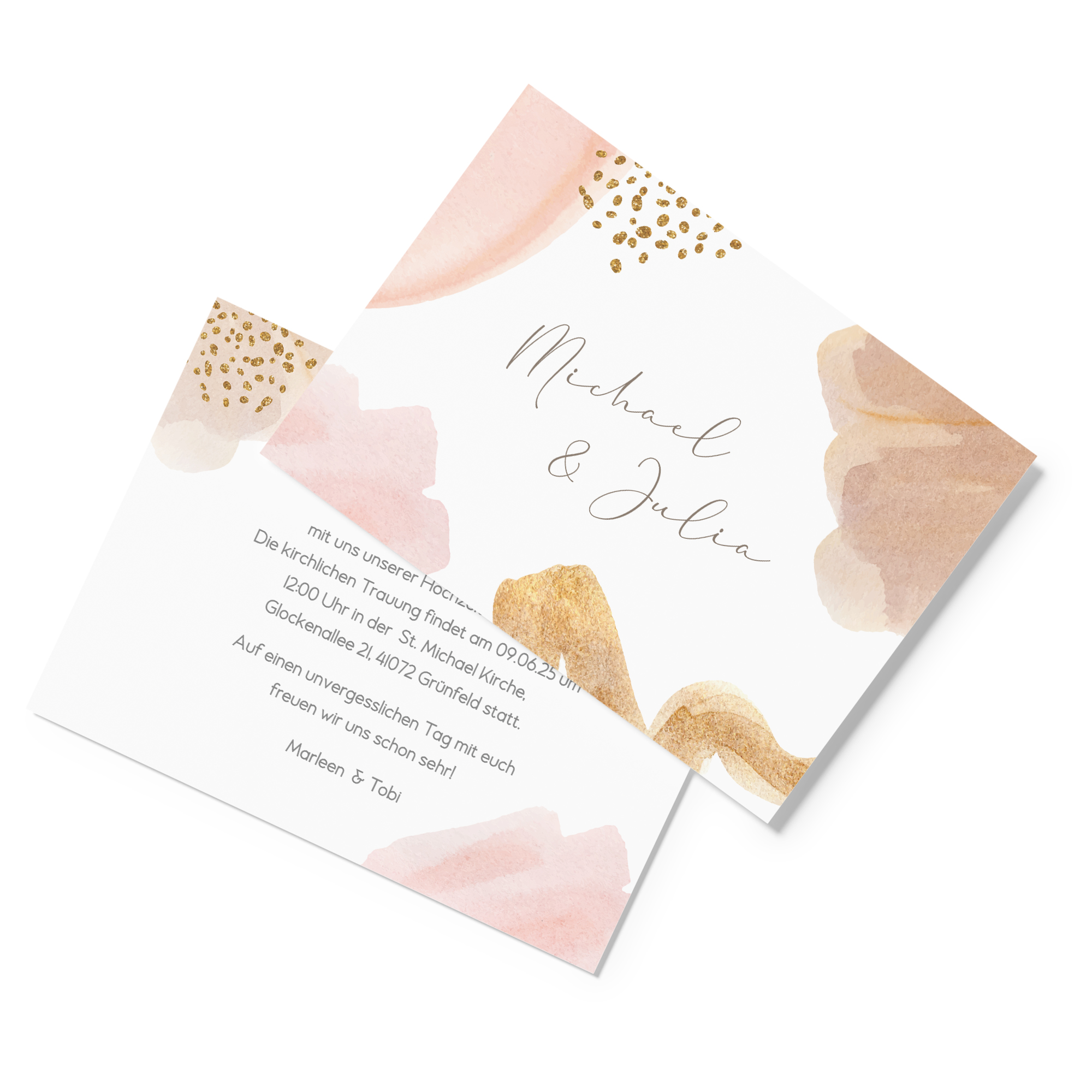 Postkarte DIN A6 im Querformat - Aquarell "Golden Blush"