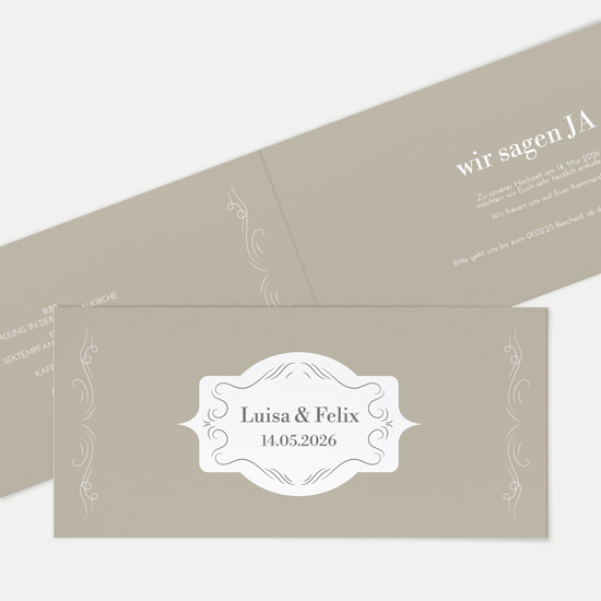 Klappkarte DIN lang im Querformat - Vintage "Antique Peony"