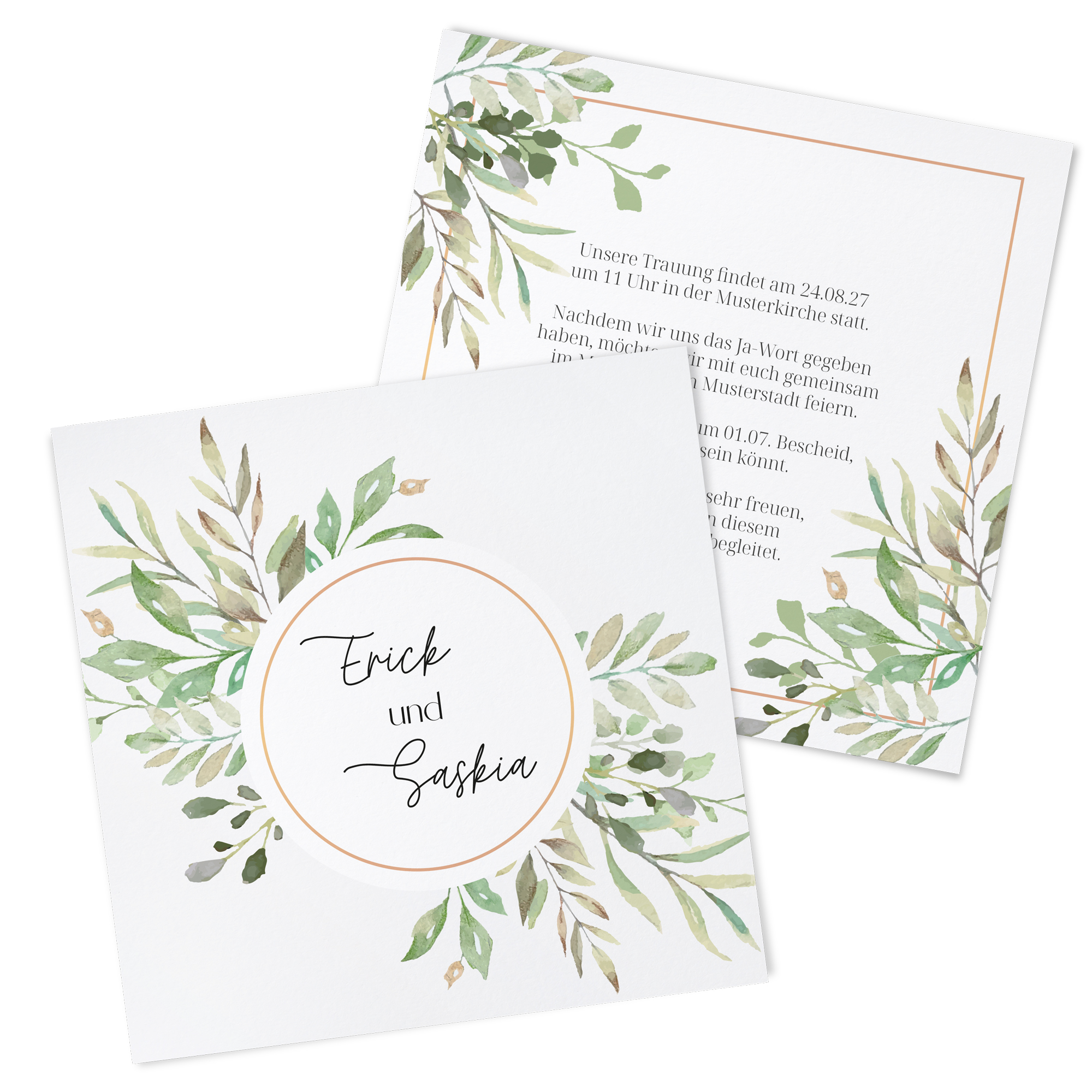 Postkarte Quadrat 148 x 148 mm - Greenery "Calm Grove"