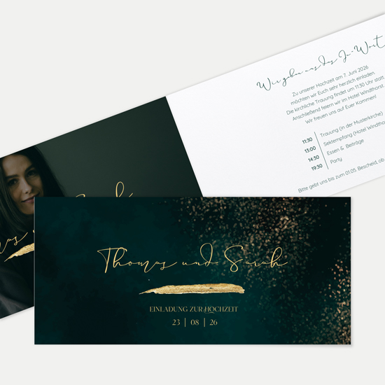 Klappkarte DIN lang im Querformat - Vintage "Velvet Night"