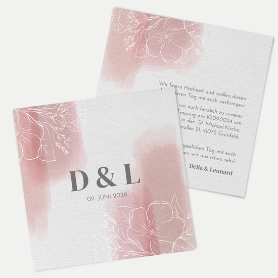 Postkarte Quadrat - Aquarell "dusty Bloom"