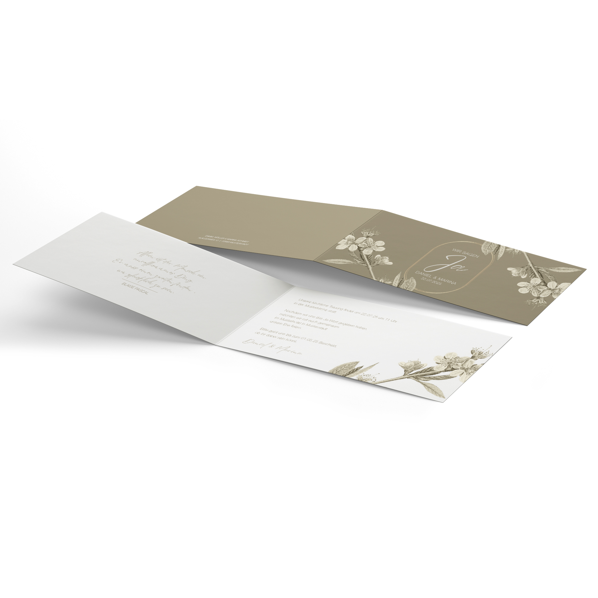 Klappkarte DIN lang im Querformat Floral - "Classic Flora"