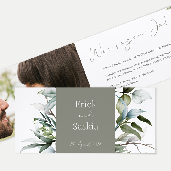 Klappkarte DIN lang im Querformat - Greenery "Pure Greenery"