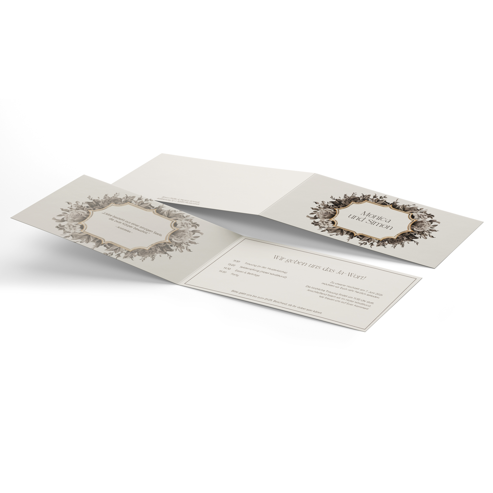 Klappkarte DIN lang im Querformat - Vintage "Baroque Frame"