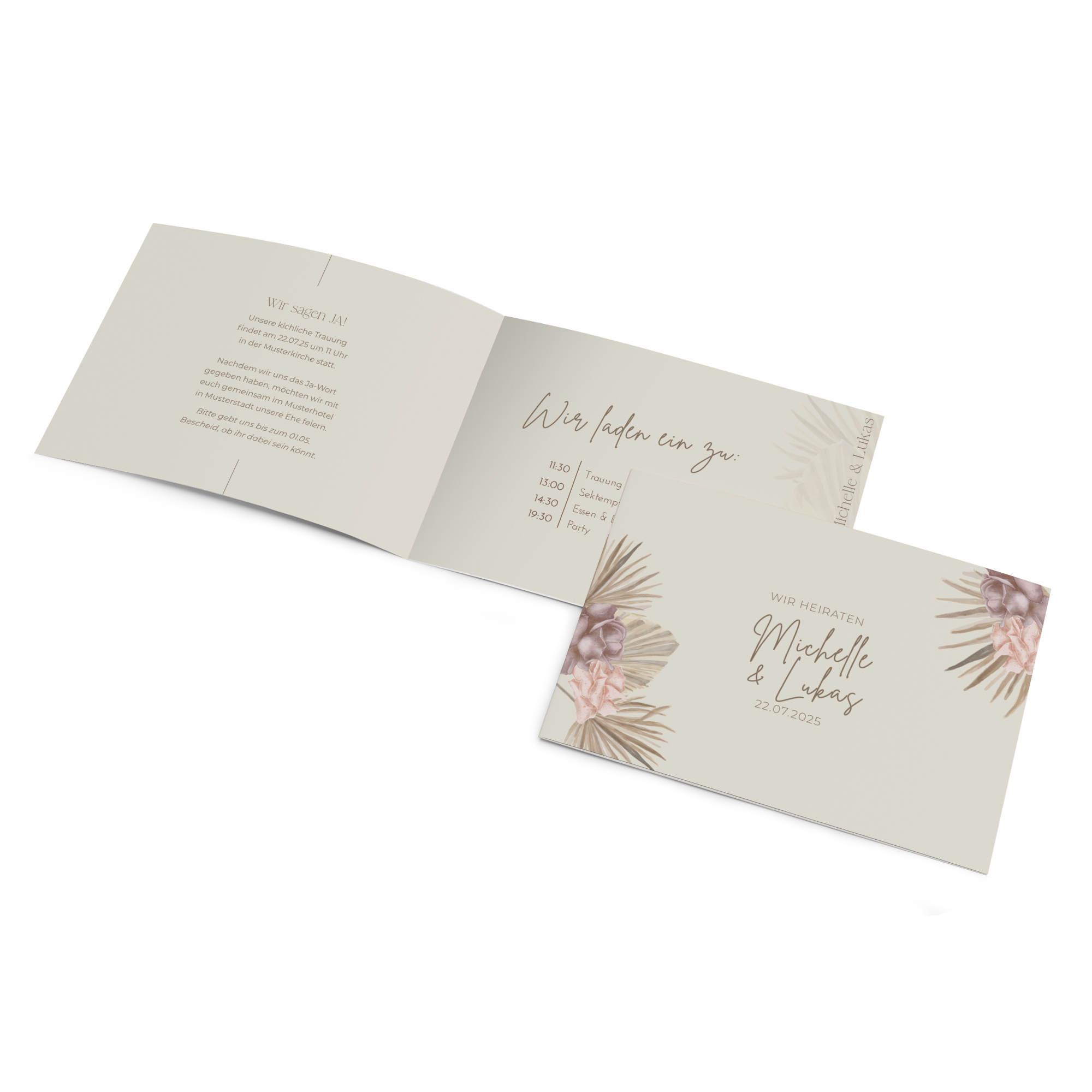 Klappkarte DIN A6 im Querformat - Boho "Boho Minimal"