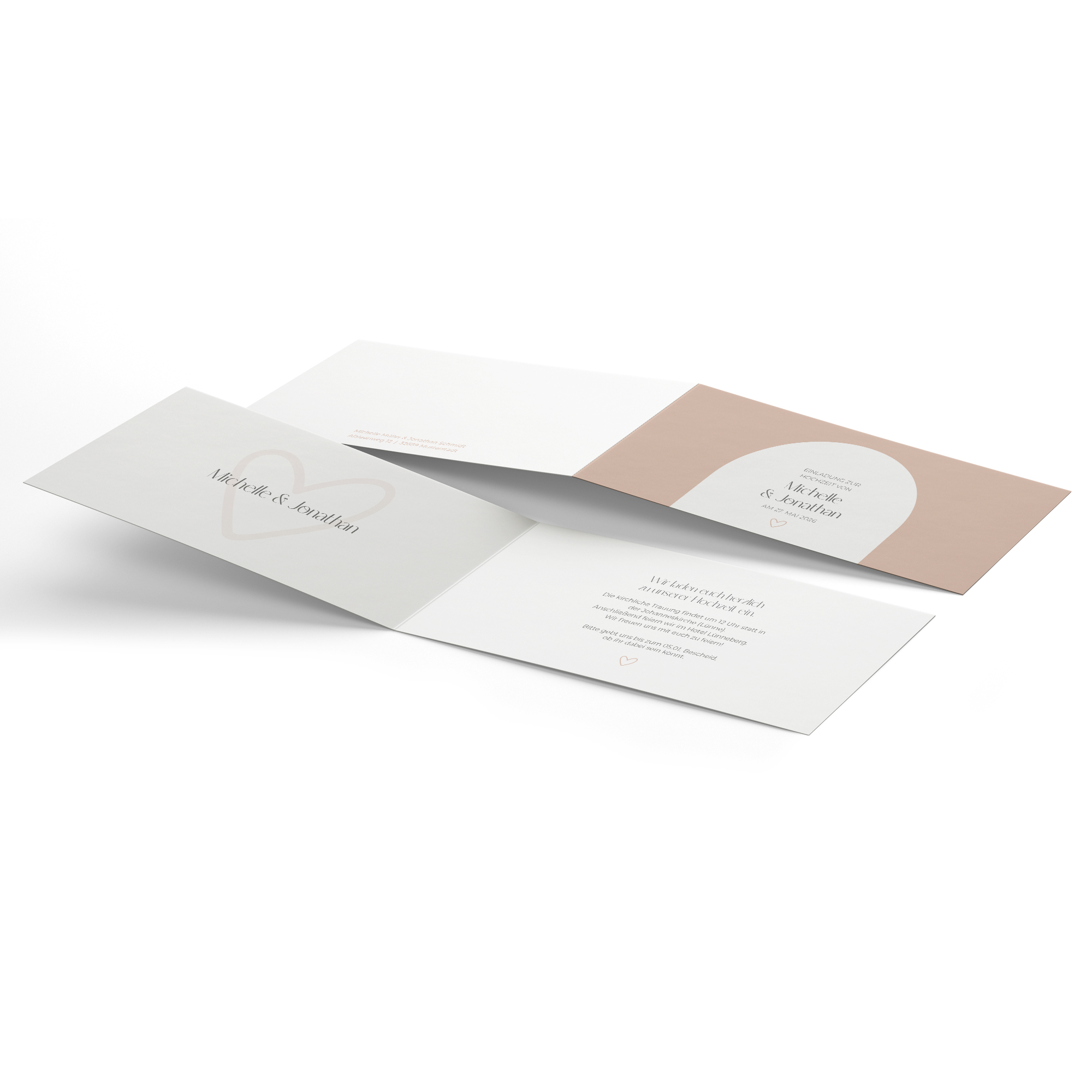 Klappkarte DIN lang im Querformat Minimalistisch - "Lille "